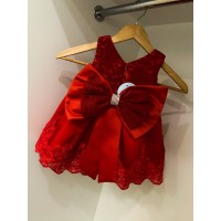Вечернее красное детское платье с бантом 